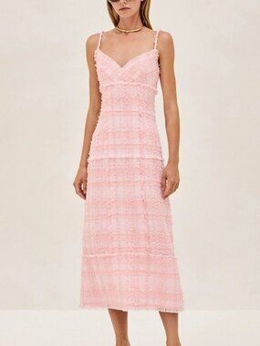 ALEXIS Vicci Tweed Midi Dress In Peony